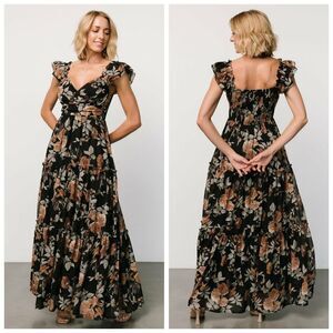 Baltic Born Martina Black And Cooper Floral Maxi Dress